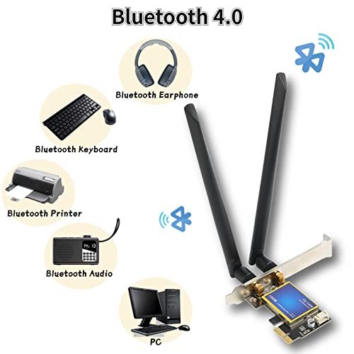 Jectse Bluetooth 4.0 Network Adapter, 1200Mbps High Gain Antenna PCIE Wireless Wifi Adapter - Image 3