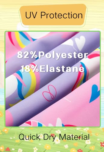 Image of DAXIANG Girls Ruffles One Piece Swimsuits Quick Dry Beach Sport Swimwear Toddler Kids Mermaid Unicorn Bathing Suit 4-10 Years