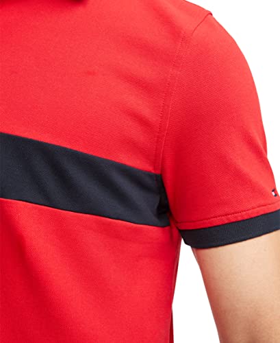 Image of Tommy Hilfiger Men's Short Sleeve Cotton Pique Flag Graphic Polo Shirt in Custom Fit