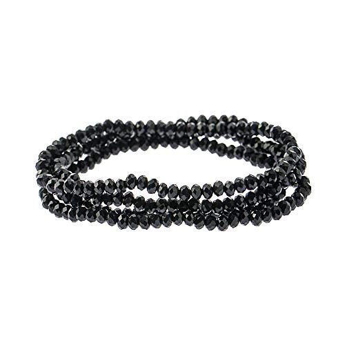 NTLX Multi Strand Beaded Stackable Stretch Bracelets for Women – Bohemian Boho Style Bracelets – Beautifully Faceted Glass Beads – Multi Layered Statement Bangles