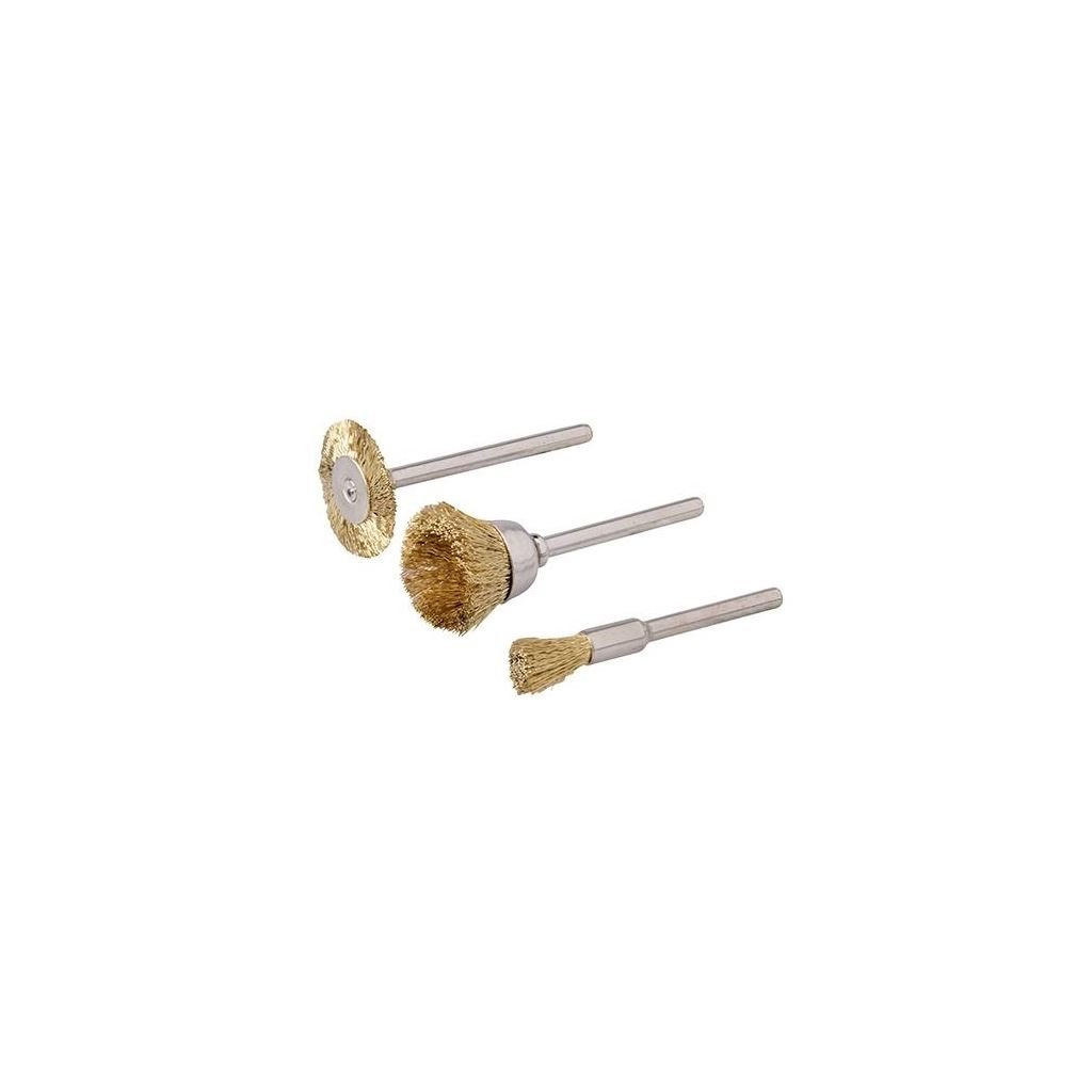 Silverline 763601 Rotary Tool Brass Wire Brush Set 3pce 5, 15, 20 mm Dia
