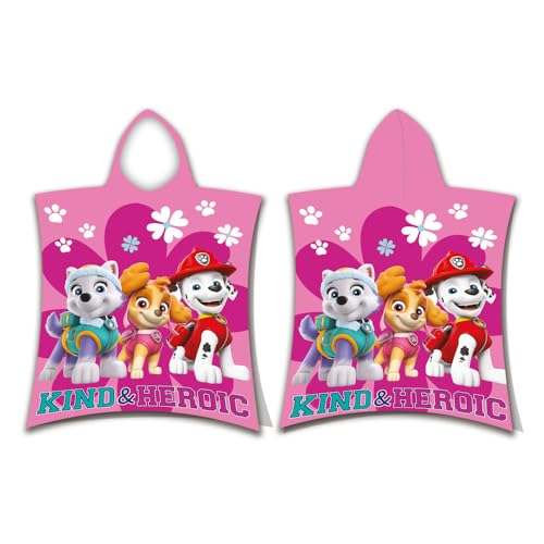Jerry Fabrics Toalla de playa Heroic Ponch de la Patrulla Canina, 115 x 50 cm, poncho súper suave para niños y toalla de algodón absorbente de secado rápido para niños, esencial de verano para niños