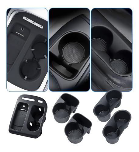 Image of 1st & 2nd & 3rd Row Cup Holder Inserts & Wireless Charging Protective Mat for Hyundai Palisade 2026, Interior Accessories Center Console Cup Holders Covers Protector for 2026 Palisade, Black