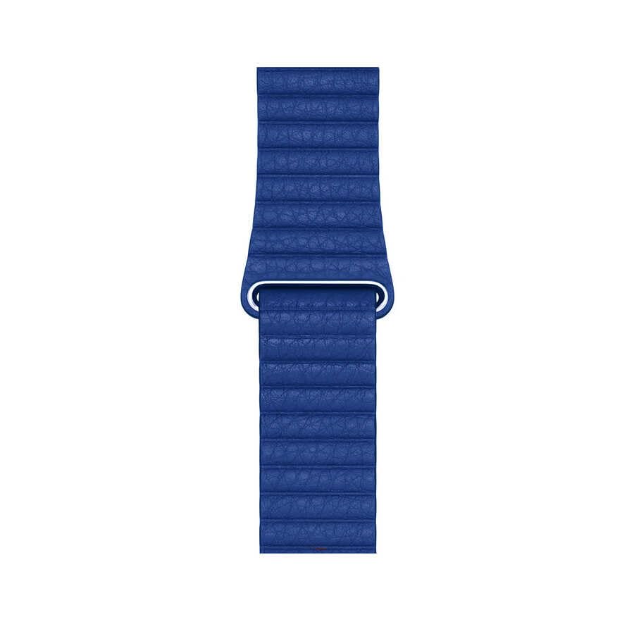 Zore Apple İle Uyumlu Watch 42mm KRD-09 Deri Lop Kordon, Mavi