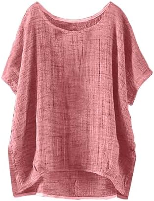 Summer Tops for Women 2025 Short Sleeve Crew Neck Linen Cotton Shirts Plus Size Gauze Casual Dressy Blouse Outfits Summer Tops for Women 2025 Short Sleeve Crew Neck Linen Cotton Shirts Plus Size Gauze Casual Dressy Blouse Outfits