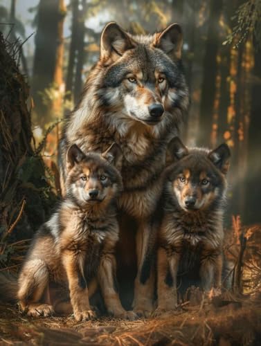 Pintar por números adultos bosque y lobo kit de pintura acrílica manualidades 100x130cm sin marco