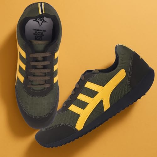 Image of Unistar Sports Shoes for Men | Non-Slippery Black & Red Shoes | Comfortable & Water Resistant | Outdoor, Casual, Jungle, Sports, Running, Hiking, Trekking | Size - 6