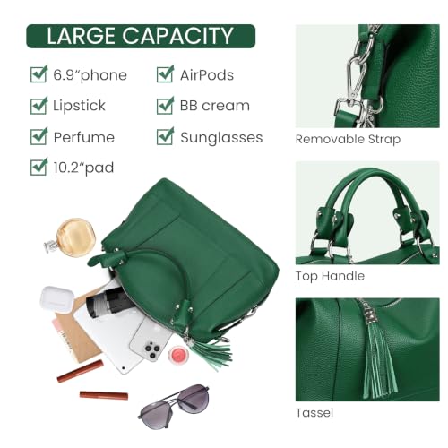 Image of HESHE Womens Genuine Leather Purse Satchel Tote Bags Ladies Real Leather Bags Crossbody Handbags