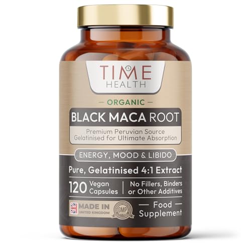 Gelatinized Black Maca Root - 2600mg Wholefood Equivalent - Peruvian - Soil Association Certified Organic - Vegan - GMP Standards - No Fillers Binders or Flow Agents - Pullulan (120 Capsules)