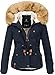 Produktbild Navahoo warme Damen Designer Winter Jacke Winterjacke mit Kapuze und Teddyfell B643 [B643-Pearl-Navy-Gr.M]