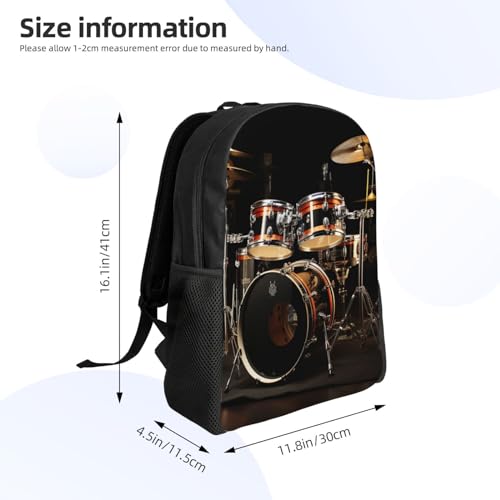 Drum Set Cute Backpack Waterproof Lightweight Laptop Backpack Shoulder Bag Casual Daypack For Women Men4
