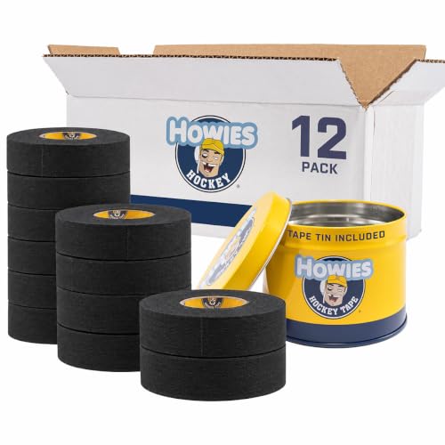 Howies Black Hockey Tape - 12-Pack Bulk Cloth Stick Tape, Durable