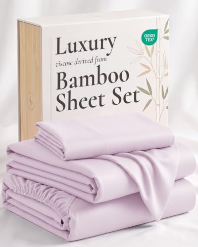 Image of Hotel Sheets Direct 100% Viscose Derived from Bamboo Sheets Set Twin - Cooling Bed Sheets with 1 Pillowcase- Breathable, Moisture Wicking & Silky Soft Sheets Set- Light Pink