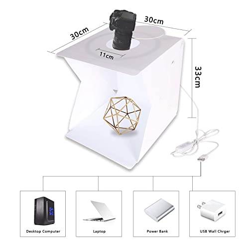 Qyxinc 33Cm Portable Photo Light Box With 6 Color Backdrops,128Pcs Led Ring Light Box With Adjustable White/Warm/Soft Light Modes, Usb Power Folding Light Box Photography For Product Display #TOP4