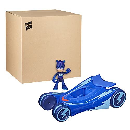 PJ Masks Glow & Go Mobile Cat Vehicle Preschool Toy Vehicle Light Up Cat Boy Racing Car with Cat Boy Action Figures for Ages 3+