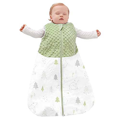TURMIN Bolsa de Dormir para Bebés, Mantas Envolventes Bebés sin Mangas 1.5 TOG Sacos de Dormir para Recién Nacidos, Verde, L (12-24 Meses)