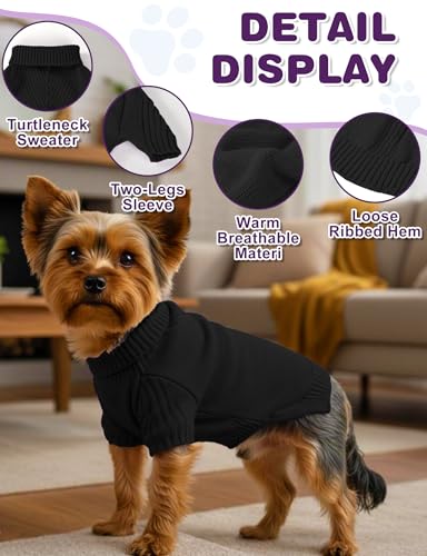 Image of Dog Sweaters for Small Medium Large Dog, Classic Turtleneck Pet Clothes Warm Thermal Doggy Winter Coat, Thick Double Knitting Collar Pullover Cold Weather Puppy Jacket for Indoor & Outdoor Wear