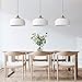 tomons Pendant Light Modern Lantern Lighting with LED Bulb, Wood Pattern Dome Minimalist Industrial Ceiling Hanging Lamp for Kitchen Island, Barn, Dining Room, Living Room, Bedroom - White