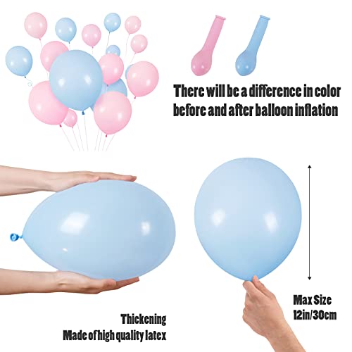 Image of CANREVEL Gender Reveal Pink and Blue Balloons 120 pcs Macaron Blue Pink Latex Balloons Garland Arch kit for Baby Shower Birthday Bridal Shower Wedding Anniversary Party Decorations