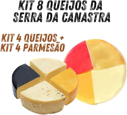 Kit 8 Queijos da Serra da Canastra 1kg - Kit 4 Queijos - Parmesão, Prato, Reino e Provolone Fresco D