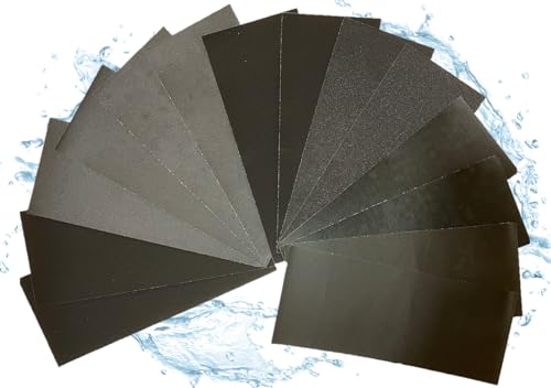 Image of Aventurine 14pcs Sandpaper 400 to 2000 Grits, Wet and Dry Sandpaper 9x3.6 Inch for Cars Polishing Metals Walls Wood Furniture Sanding, 400 600 800 1000 1200 1500 2000 Grit Wet /Dry Sandpaper Kit