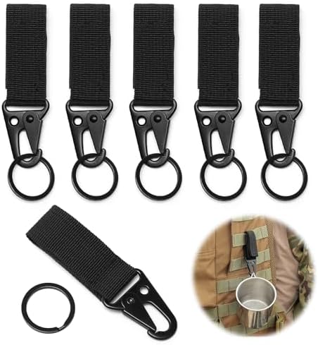 6 Pièces Mousquetons Tactique, Sangle en Nylon avec Mousqueton, M...