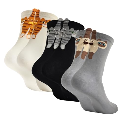Belloxis Cute Cats Socks with Balls 3D Women's Cat Socks