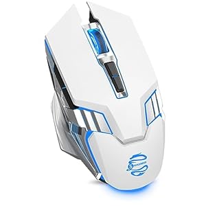 White Wireless Gaming Mouse Bluetooth Mouse with 3-Modes(BT5.0+BT3.0+2.4GHz), Rechargeable, RGB Backlit, Silent Click Computer Mouse for Laptop, PC, Macbook, iPad, Tablet, Chromebook, Games, Office
