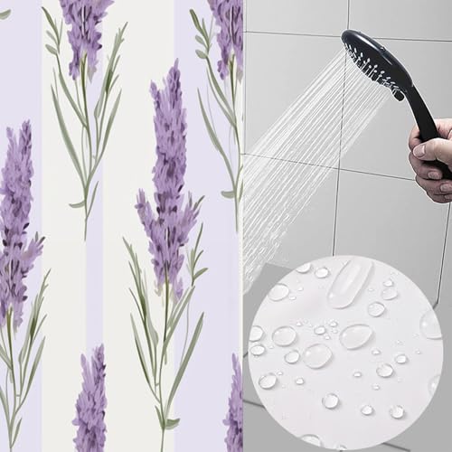 Rideau de douche anti-moisissure en polyester imperméable bouquet mauve