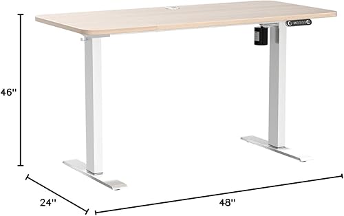 Vista 73 de farexon Escritorio eléctrico de pie de altura ajustable, escritorio de pie de 55 x 24 pulgadas con alfombrilla grande para el mouse, doble gancho