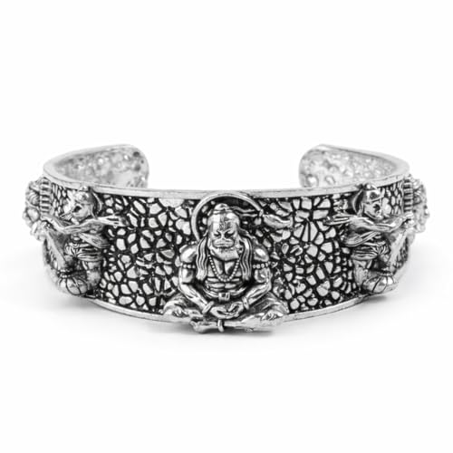 Pulsera oxidada Hanuman Kada de plata para fuerza y protección miniatura 1