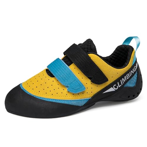 DAMANDO Rock Climbing Shoes for Laides Fashion Indoor Bouldering Athletic Gym Sneakers,Yellow,6