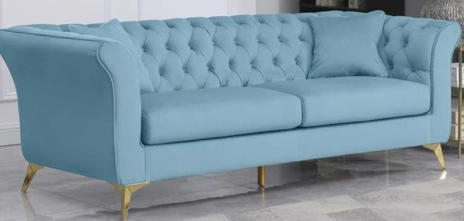 Image of Supernal 3 Seater Sofa Set with Brass Legs Perfect Gives Luxurious Look for Home /Living Room /Office /Guest Room /Hotels /Lounge