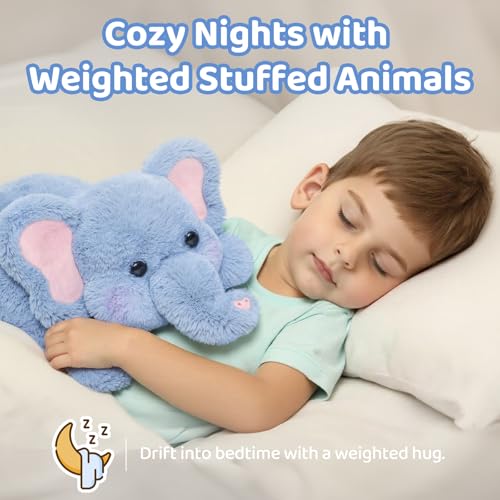 Image of Mewaii Weighted Stuffed Animals with Microwavable Heating Pad - 5 lbs Adjustable, Heatable & Coolable Elephant Plush for Realistic Hug, Removable Inner Pad, Perfect Plush Gift for Kids (23 Inch)