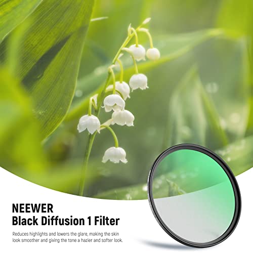 NEEWER 82mm Black Diffusion 1 Filter Dreamy Cinematic Effect Filter Ultra Slim Water Repellent Scratch Resistant HD Optical Glass - Image 2