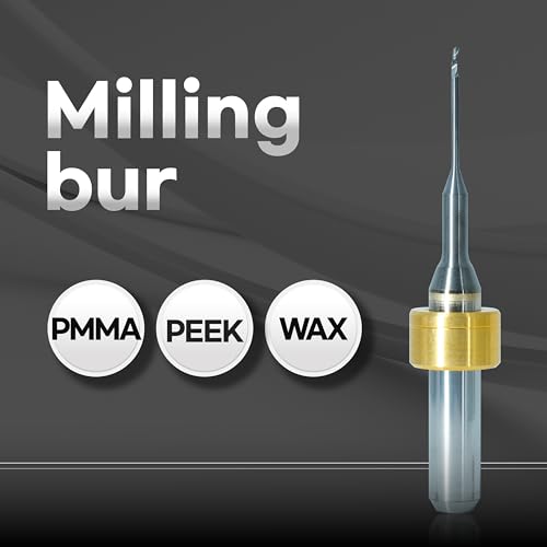 Image of Hansong DLC-Coated Milling Burs 1mm - Compatible with IMES-ICORE Coritec CAD /CAM Systems (350i, 650i Series), for PMMA, PEEK, Wax - 6mm Shank, Carbide Endmill