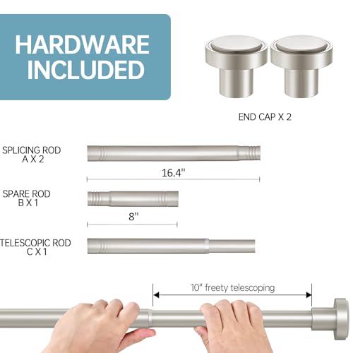 Image of BRIOFOX Shower Curtain Rod Adjustable 18-64 Inch, Stainless Steel Spring Tension Shower Rod No Drilling Non Slip, Silver
