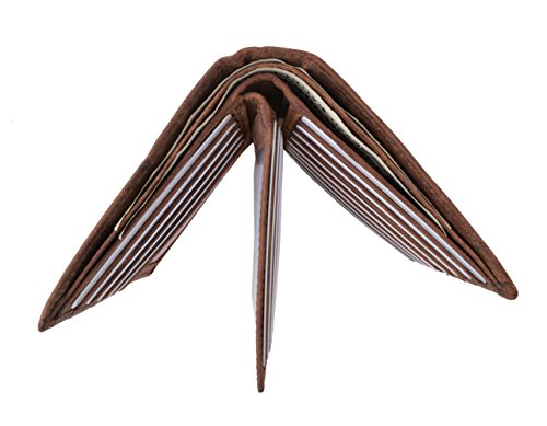 Mens Bifold Hipster Genuine Hunter Leather RFID Blocking Euro Credit Card ID Bill Wallet4