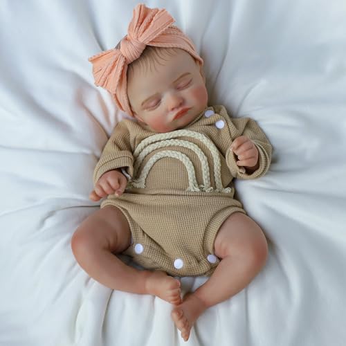 Realistic 20-Inch Reborn Baby Doll with Soft Cloth Body and Feeding Toy for Kids 3+