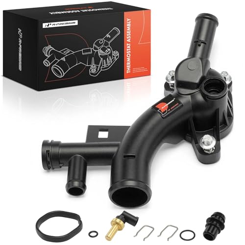 A-Premium Engine Coolant Thermostat Housing Water Outlet w/Sensor Compatible with Buick, Chevy Vehicles - 1.4L Only - Cruze 11-15, Sonic 12-20, Trax 13-20, Encore 13-20 - Replaces 25193922