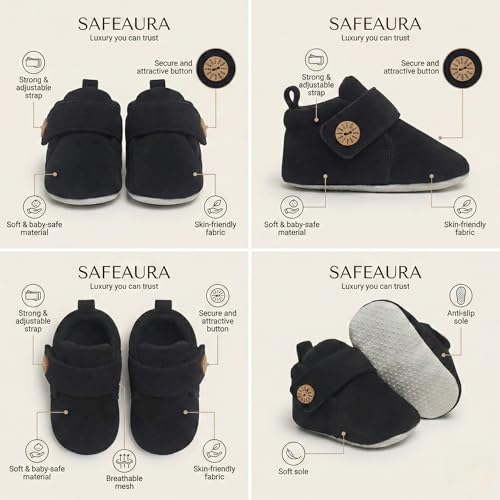 Image of Baby Shoes for Boys & Girls | Baby Boys Shoes | Soft Sole Shoes | Lightweight Breathable Baby Booties | Newborn Shoes (3-12 Months)