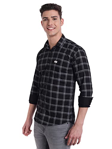 Image of Majestic Man Slim Fit Cotton Casual Check Shirt for Men
