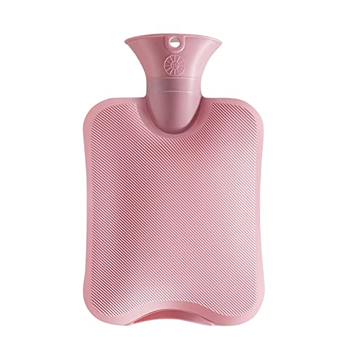 IKadiya Bolsa de Agua Caliente 1L, Natural Goma Botellas, Agua Caliente Bolsa, Ideas de Regalo para Niños, Mujeres y Mayores(Rosado) Cover