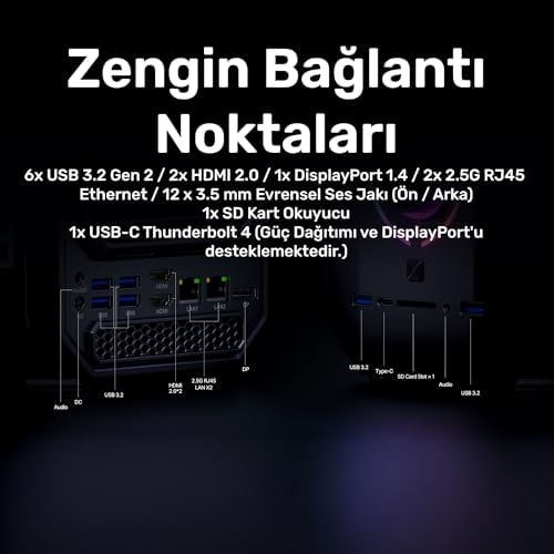 RaXius Vector GT-I129.3080A003 i9-12900H 16GB 512SSD+1TBSSD RTX3080 FreeDOS Mini PC - Görsel 7