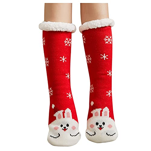 Weihnachtssocken Damen Kuschelsocken Flauschig Stoppersocken Verdicken Warm Hüttensocken Haussocken Tier Wintersocken Bettsocken Xmas Print Bunte Socken Christmas Socks Geschenke für Frauen Cover