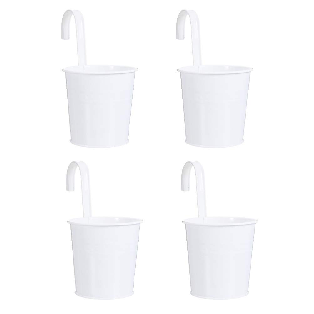 DOITOOL Seau Suspendu pour Balcon en Fer Blanc, Lot de 4 Pièces