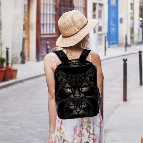 Sac à dos à main yeux de chat noirs pour étudiants et actifs