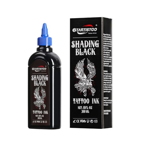 Black Tattoo Ink 10fl oz (300ml) Professional Black Ink for Tattoo Shading and Blending Premium Standard Pigment Tattoo Supplies