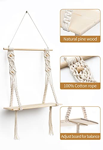 Afuly Mensole da Muro Legno Grezzo Boho Macrame