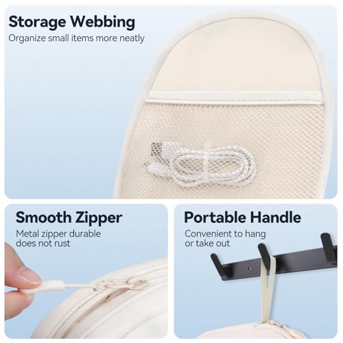 Image of Inesore Soft Headphone Case Headset Carrying Storage Bag Pouch, Beige | Compatible with JBL Tune & Live /Sony WH-CH520 510 720 / Sony MDR-ZX /Bose QuietComfort /JLab /BERIBES /TOZO /KVIDIO /SoundCore